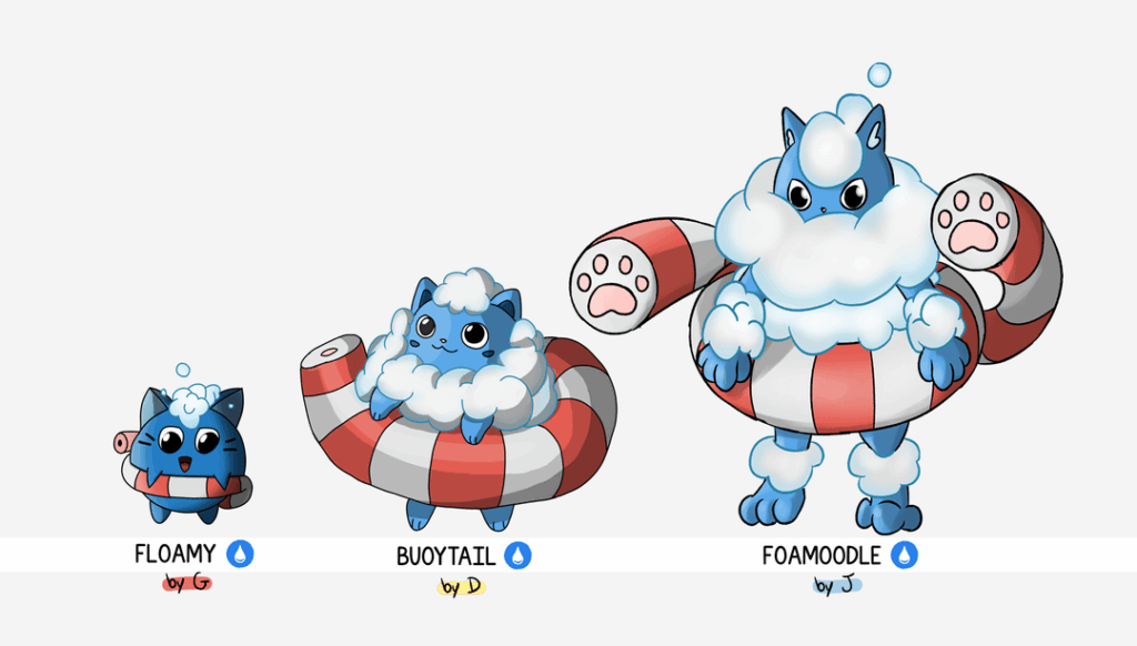 3 friends evolve each other's water mons