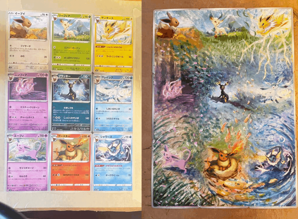 Connected all of the Eeveelution Cards by painting them