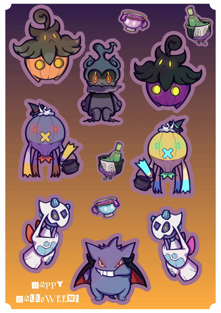Happy Halloween! Some spooky pokémon for you 🎃🥧👻🧛🐈‍⬛🕸️🧟
