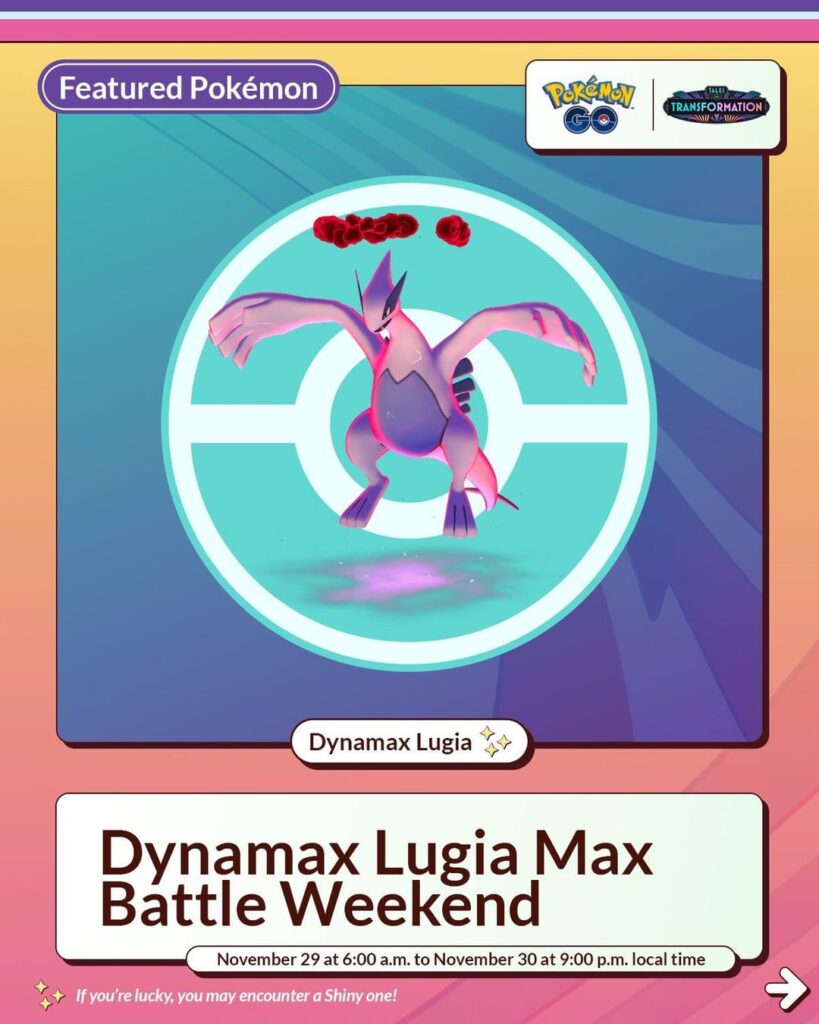 Dynamax Lugia Max Battle Weekend Niantic Infographic