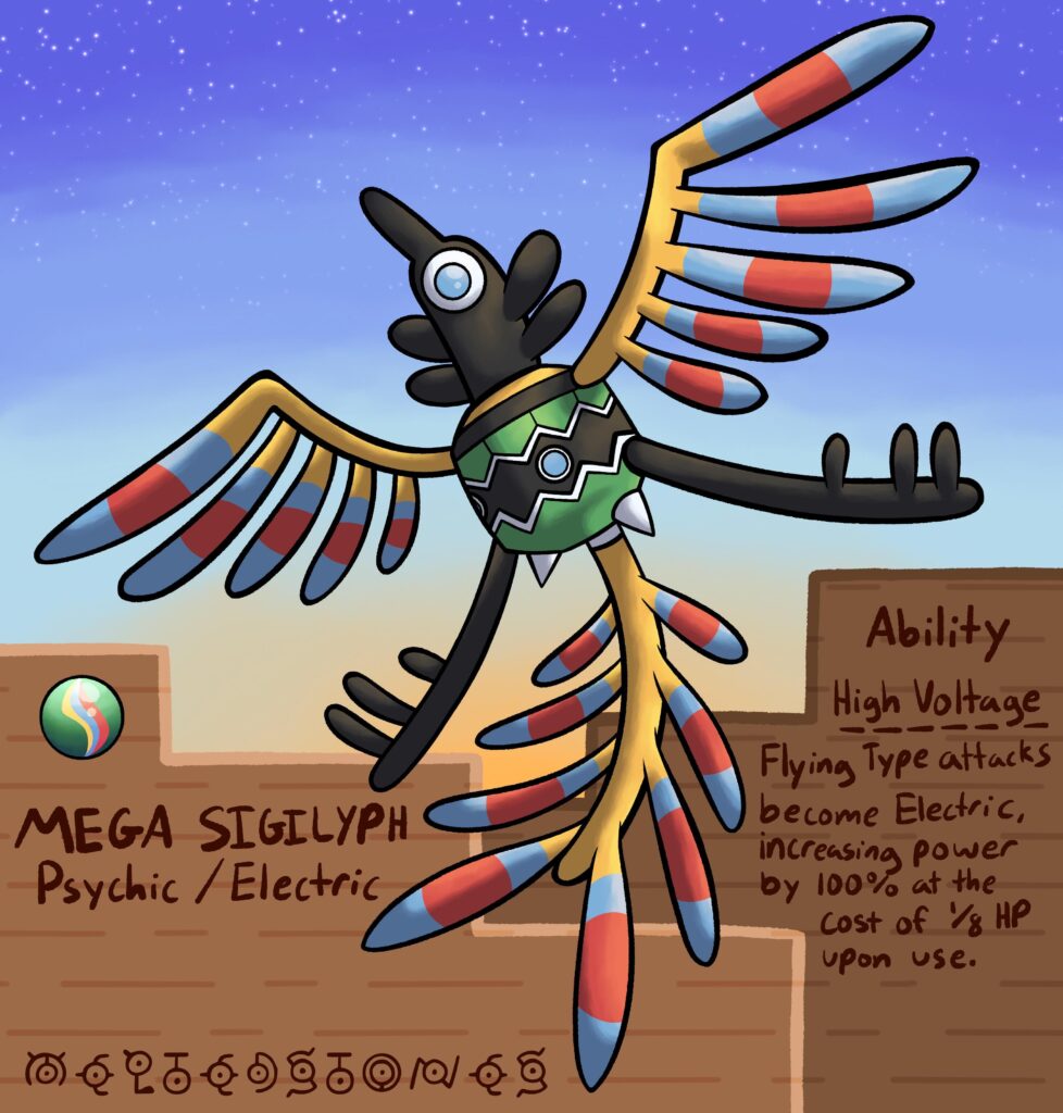 [OC] Mega Sigilyph Flies Into View!