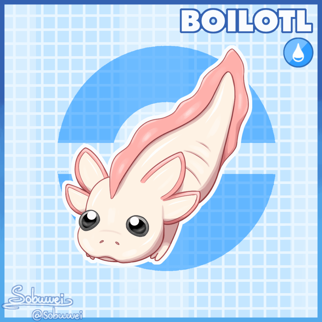 [OC] Meet Boilotl, the warm salamander Pokémon!