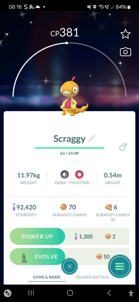 Finally found shiny scraggy... dude it sucks 😭
