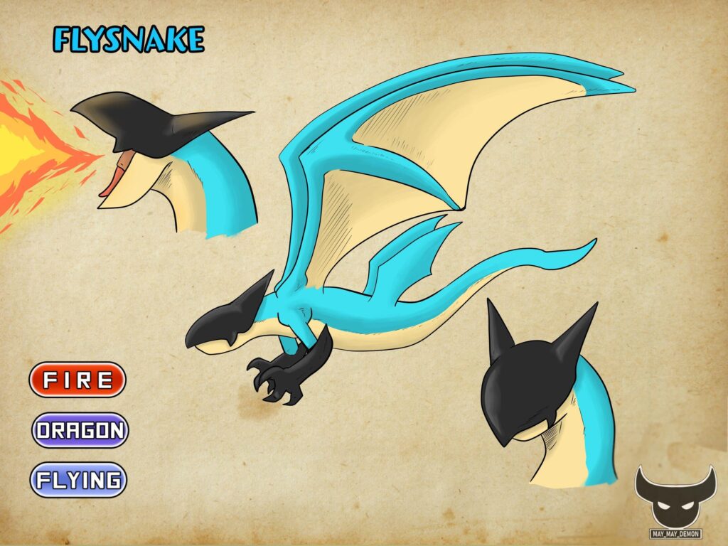 This is Flysnake, my favorite Pokémon. (Art by me)