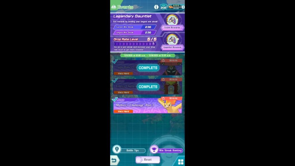 Pokemon Masters - Legendary Gauntlet #23 (236 Streak, Rank 43)