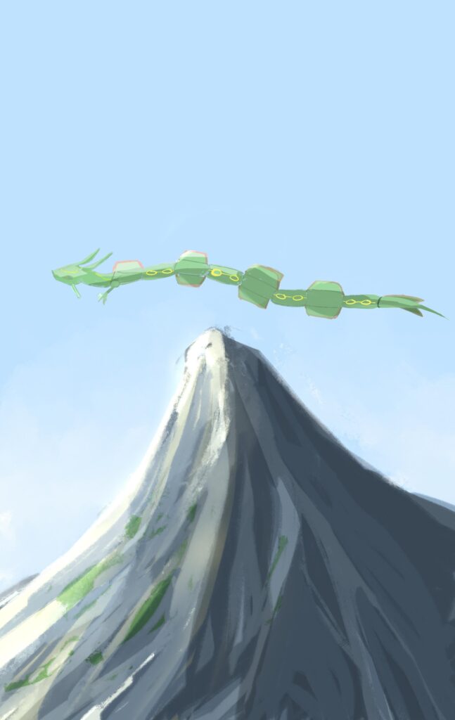 My fanart of the Sky High Pokémon, Rayquaza! [OC]
