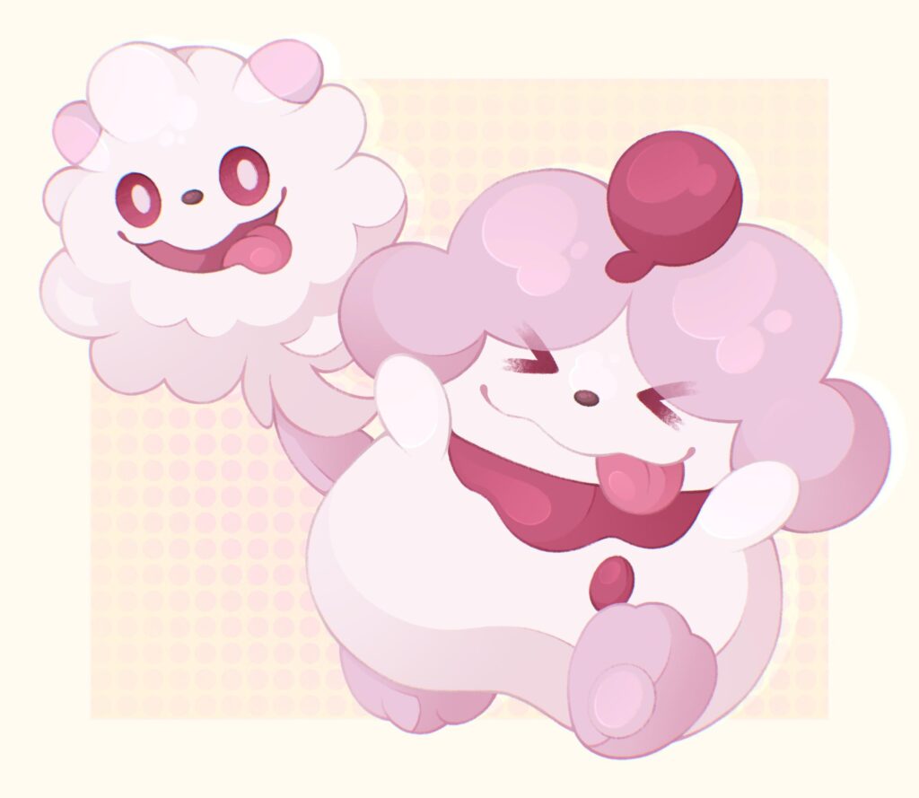 I drew my recent favourite Pokemon, Slurpuff! Had to include Swirlix as well. 🩷