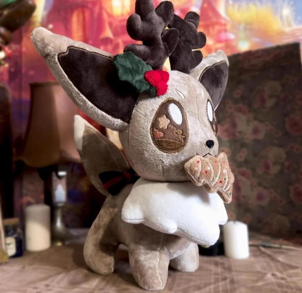My handmade Christmas eevee plush