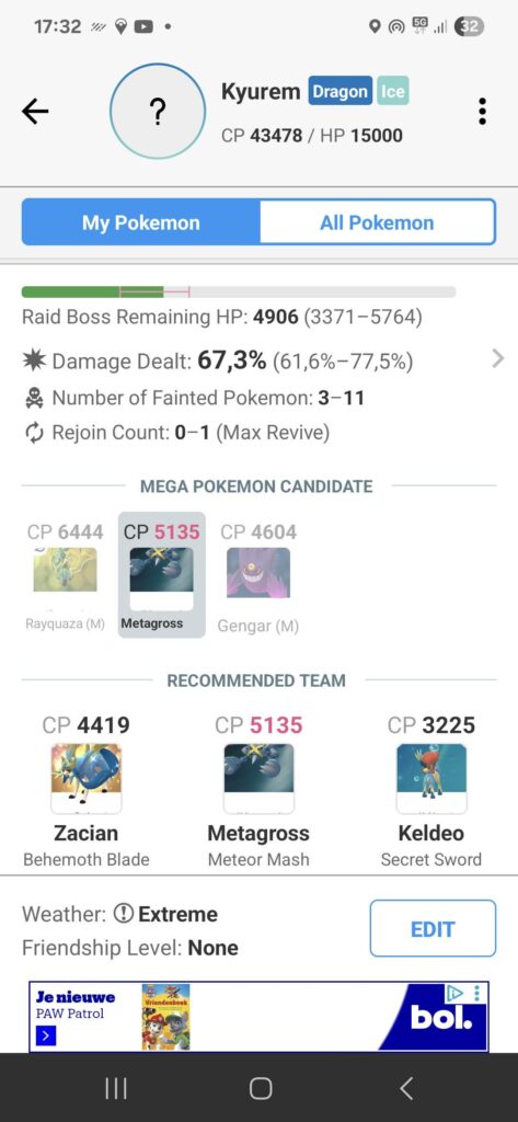 Relote raids for kyurem
