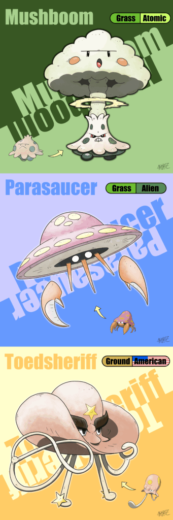 3 Mushroom Pokemon Evos I made