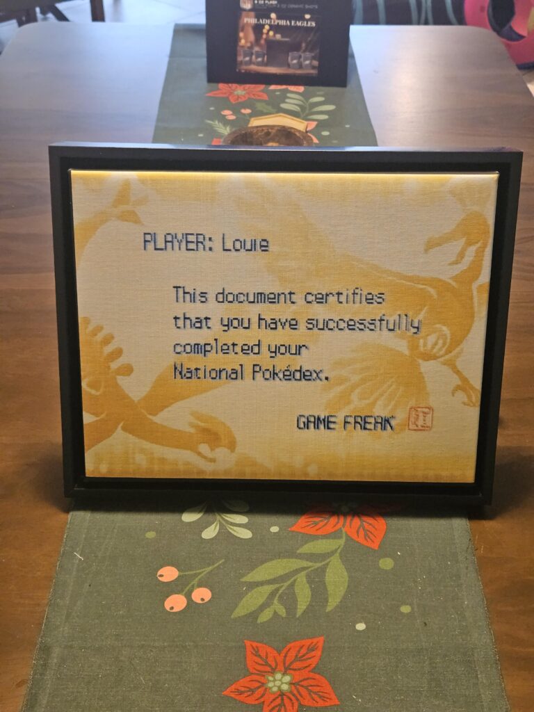 Last month I achieved a childhood dream of completing the pokedex and my wife got it canvased for Christmas.