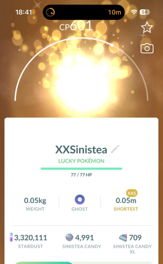 Tiny Lucky Shiny Sinistea is literally invisible