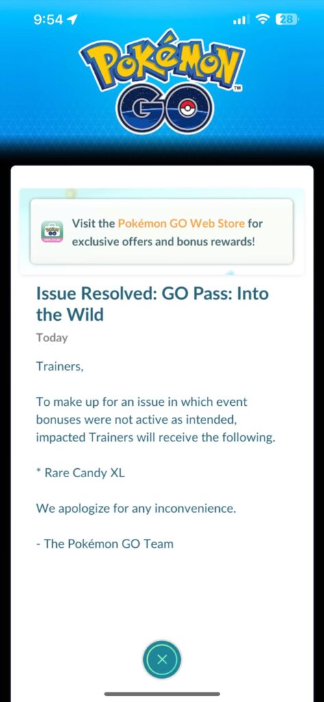 Issue with GO Pass: Into the Wild