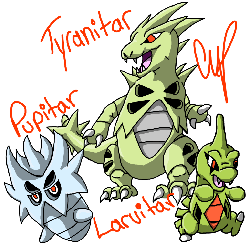 Larvitar, Pupitar, and Tyranitar