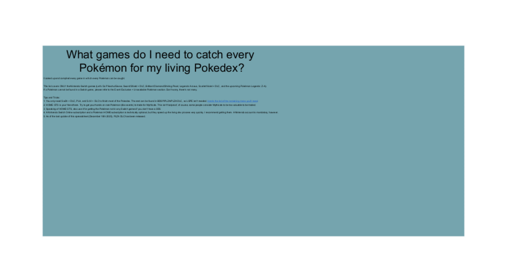 I made a spreadsheet about Pokemon availability in every Switch game.