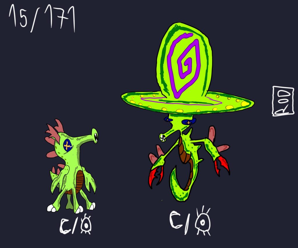 Blood-sucking chupacabras attack miltanks and tauros at night, sometimes mistaken for UFOs. He has psychic abilities such as hypnosis and levitation. Dark and psychic.