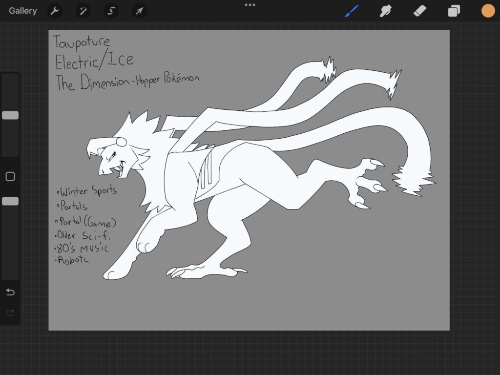 Work in progress of a fakemon based on myself