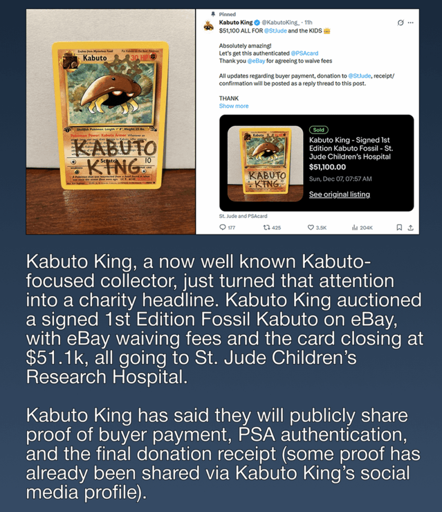 1st Edition Kabuto Card Sells for Over $50k to Benefit Charity