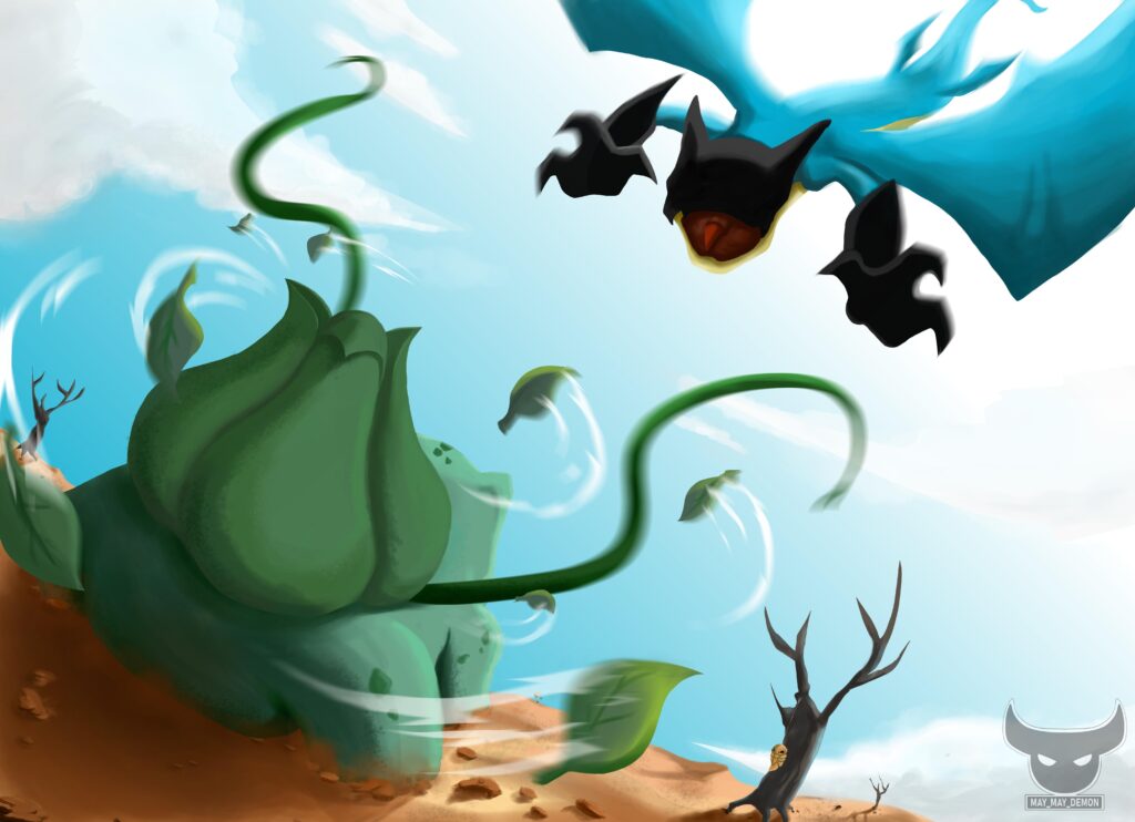 I made my fakemon fight a Bulbasaur!