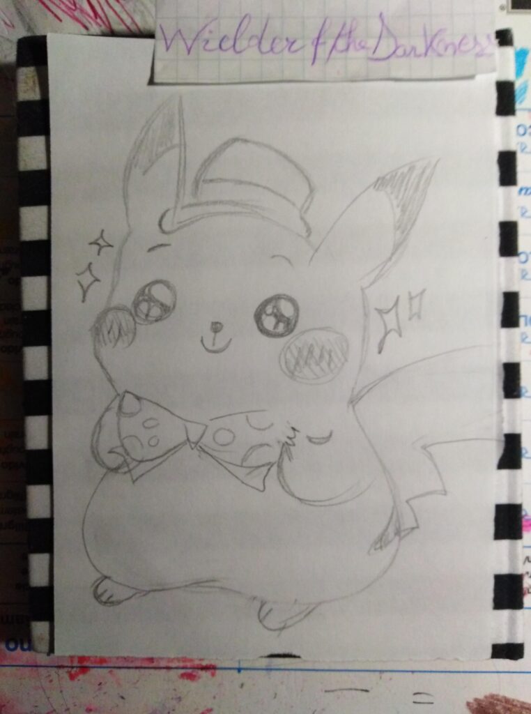 Quick sketch--A chubby Pikachu with bowler hat and bow tie  😎
