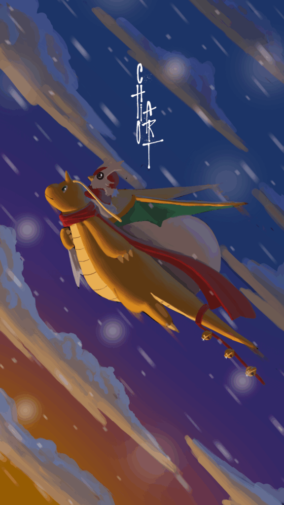 Dragonite and Delibird Delivering Gifts [OC]