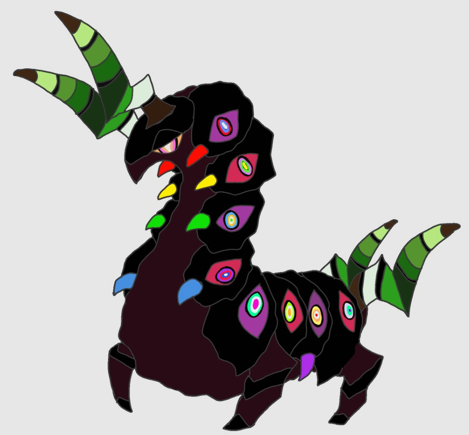 The Abstracted from The Amazing Digital Circus and Scolipede have a similar body type and it inspired me to make an Abstracted Scolipede! OC. also inspired by the snail eye parasites.