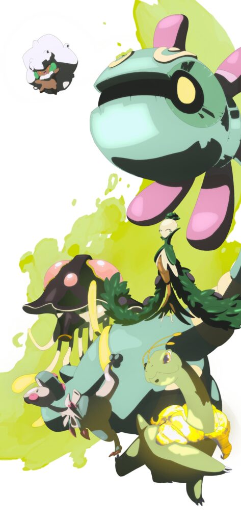 Made a wallpaper of my "if pokemon were real" team of six. Im very much a grass gym wannabe so its monograss. I have no skill or practice at scenes or backgrounds but hope to one day learn full composition haha