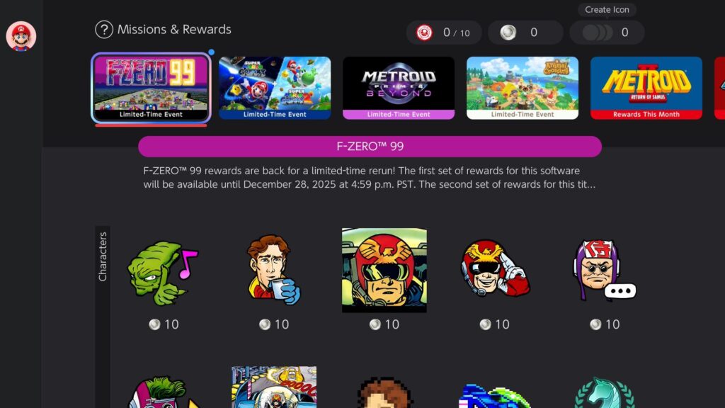 F-ZERO 99 NSO icons are now available again