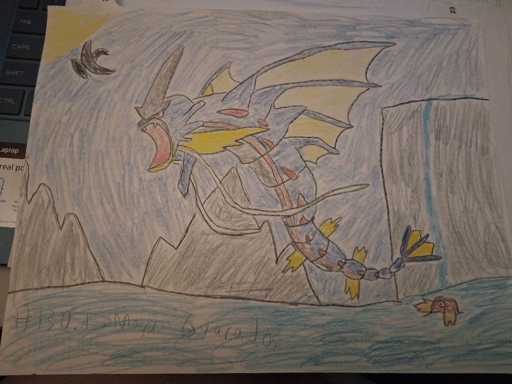 I drew Mega Gyarados and Gmax Centiscorch