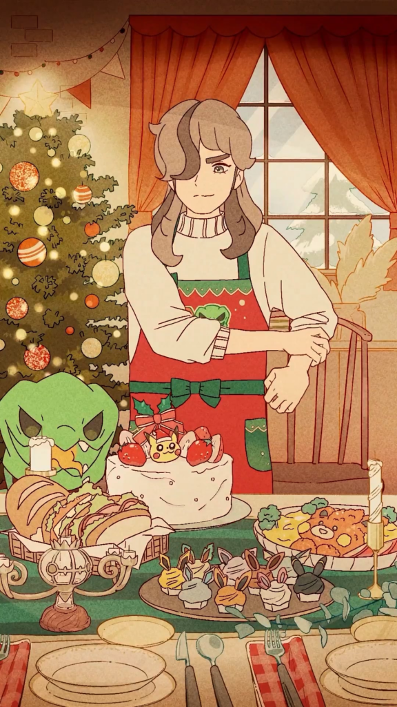 Arven & Scovillain - Ringing in Holiday Cheer (from the official Pokémon Instagram account)