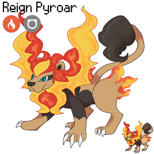 Is that Mega Pyroa- wait a minute. That isn't a Mega Evolution at all! Meet Reign Pyroar as well as another original transforming Fakemon from Pokemon Majesty.