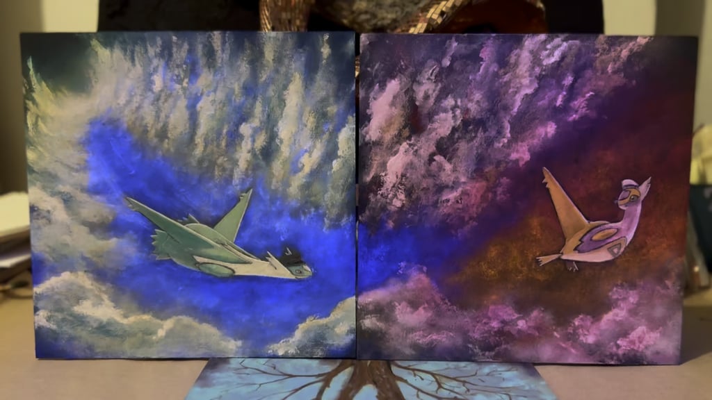 Latios & Latias with acrylics