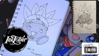 Inktober Compass & Oddish - Full Live Drawing Episode 15