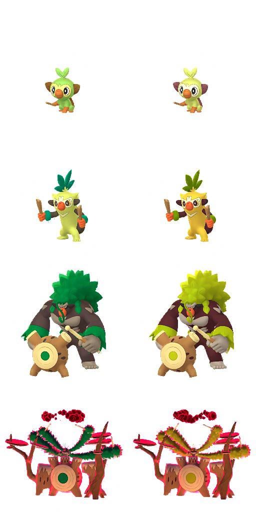 Shiny Grookey Family Comparison