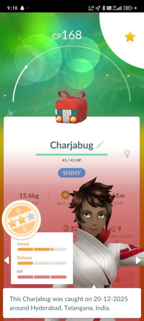 Shiny Charjabug thanks for Christmas gift. ✨✨🥳