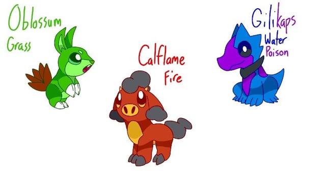 Here are the starters and the shiny starters for the Newebru region. Who is your favorite shiny? (Fan art is always welcome).