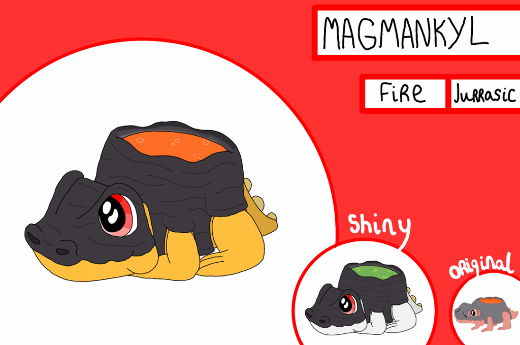 Unlike other regions, the fossil Pokemon of the Tamago Region are rather common- as such, everyone knows exactly what to expect when you revive them. From the DNA of the Vent Fossil and Fur Fossil, respectively, comes Magmankyl and Shivlundi, the dynamic duo!