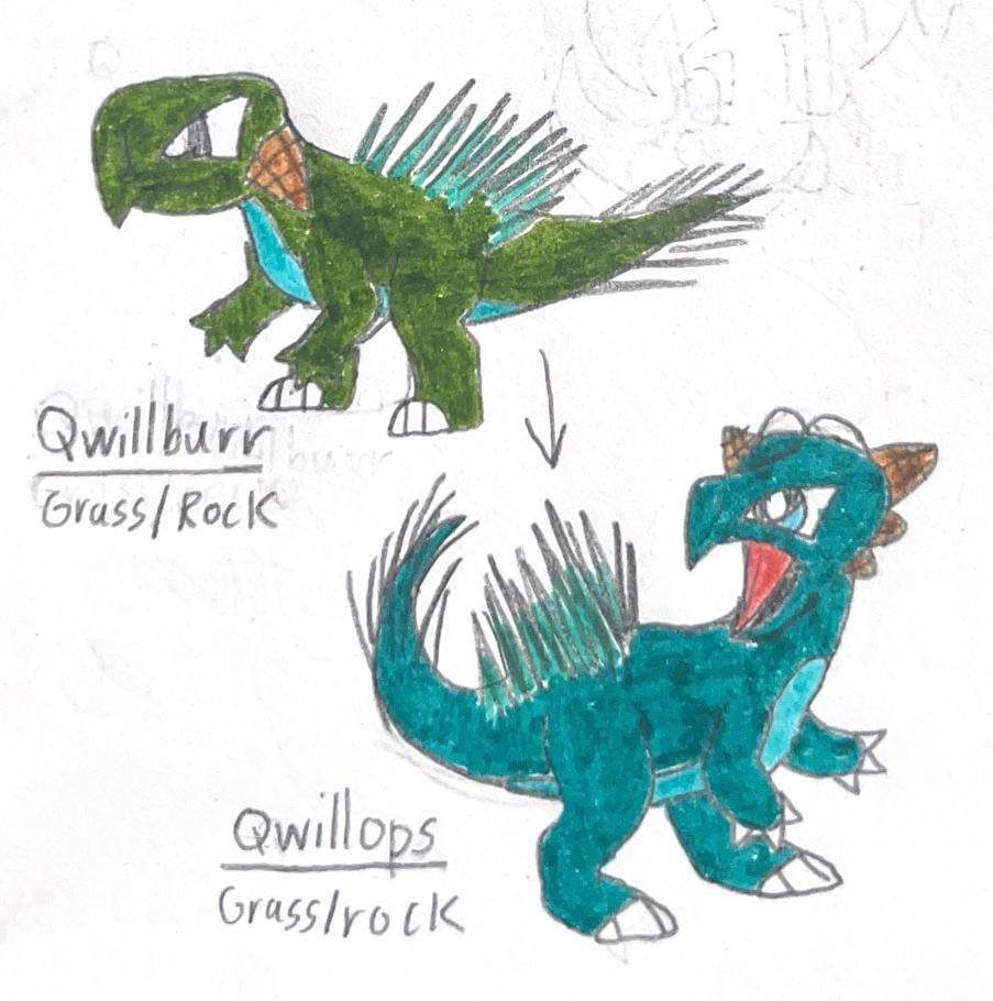 Fossil fakemon: Qwillburr and Qwillops