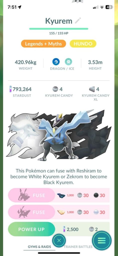 Shouldn’t I have gotten any energy to fuse Kyurem with Reshiram after doing their respective raids?