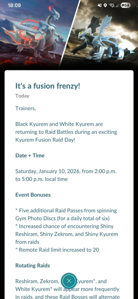 Kyurem raid day announcement