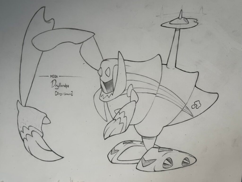 Meet Mega Dryllotalpa [Bug/Ground] Based on Cricket Moles and Excavator Machines (Swipe for pre-evolutions, Dex entries in body text)