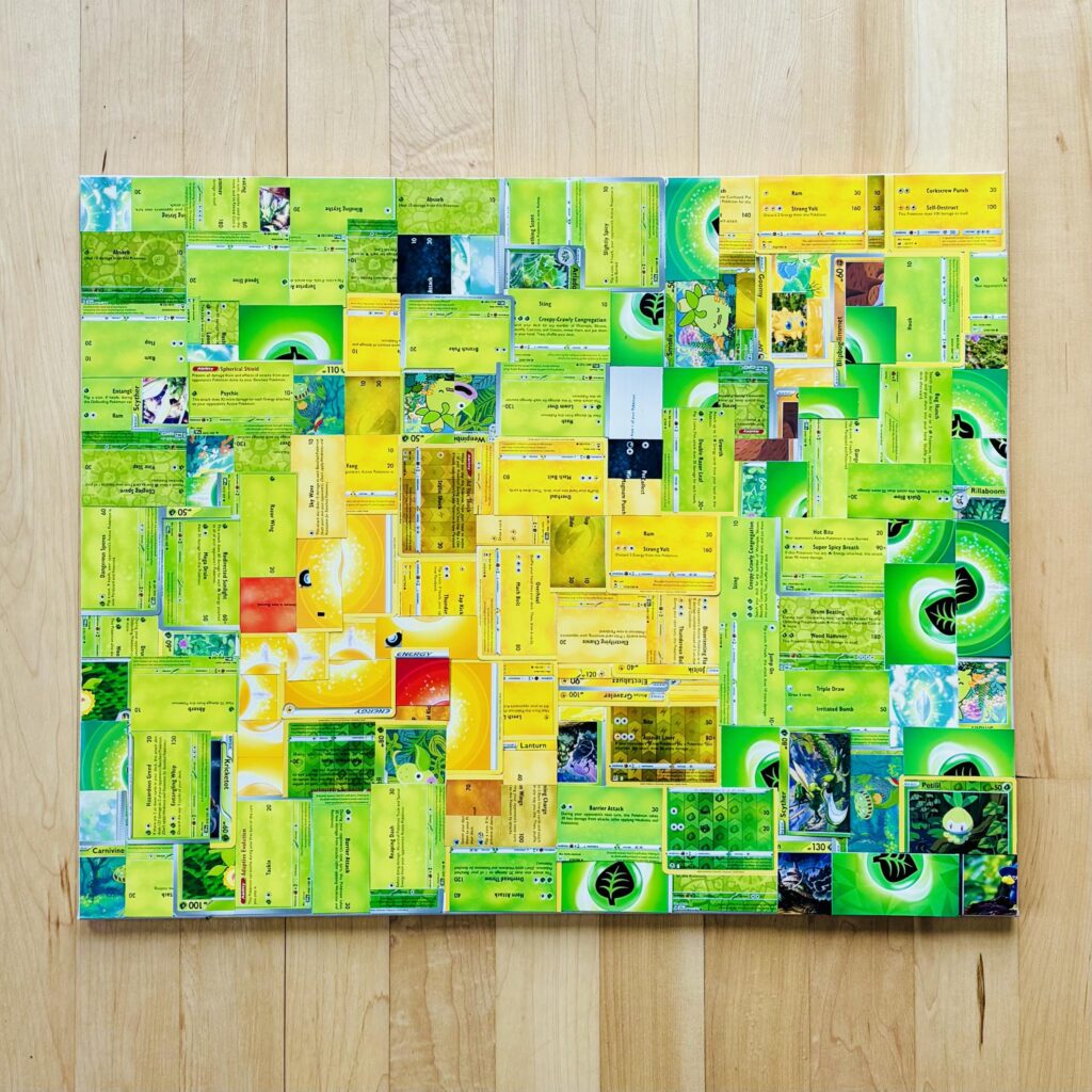 I used dozens of Bulk Pokémon Cards to create this Abstract Pikachu Mosaic