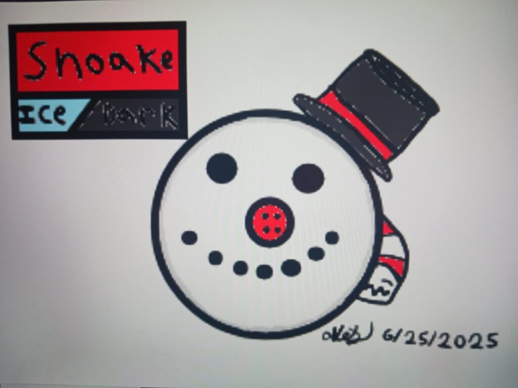 Since it's almost winter I'll show off my winter snake fakemon they roll up snow to hide as a snowman's scarf