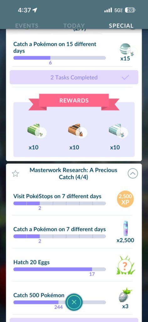 I can do without catching on different days..