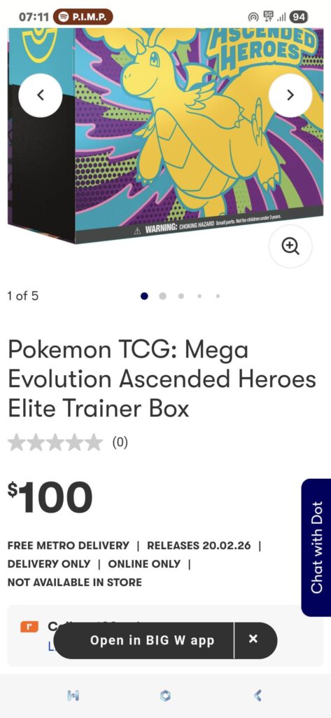 Big W preorder