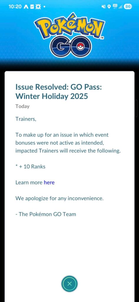 Fix and Compensation for Go Pass not rewarding points for completed raids