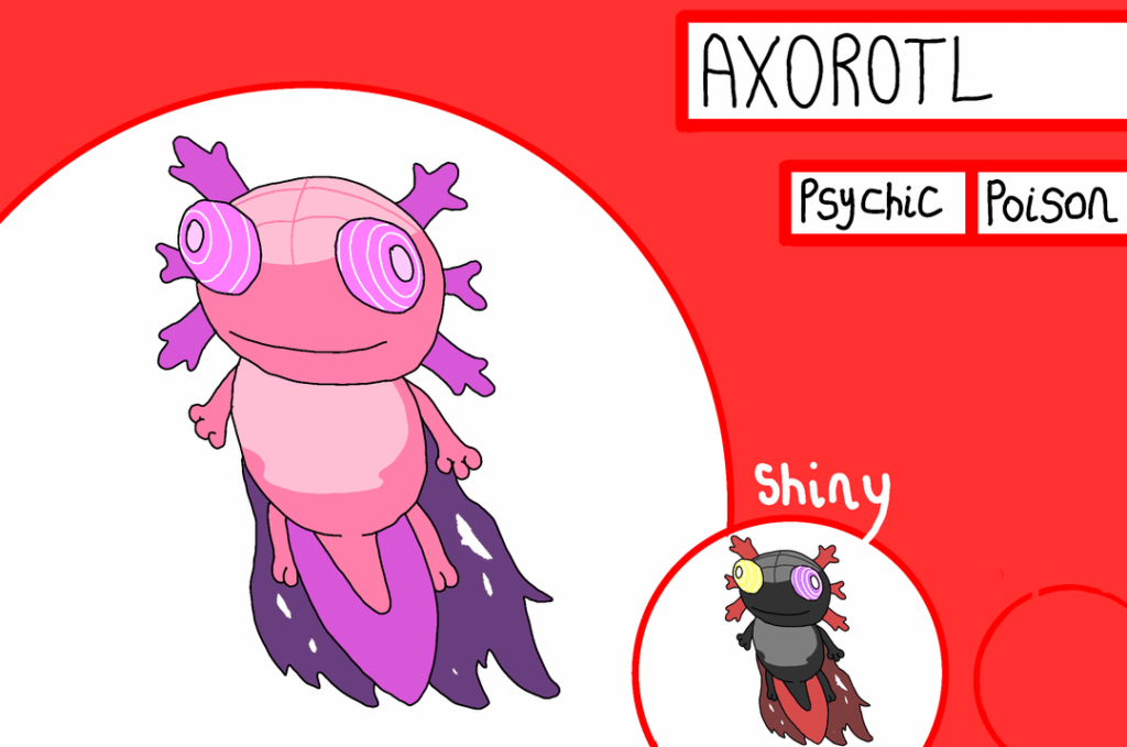 A bit of an oddity amongst the Tamago Region, found exclusively on the Blackrocks... meet Axorotl and Olmiasma, the Foresight Pokemon!