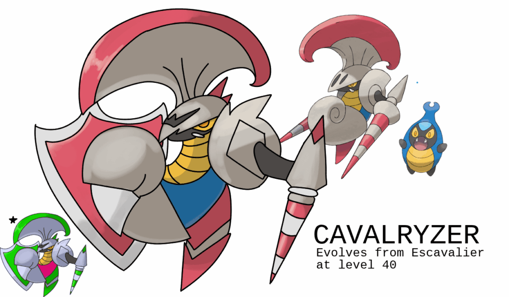 CAVALRYZER - A Escavalier evolution since apparently Escavalier is the same BST as Beedrill.