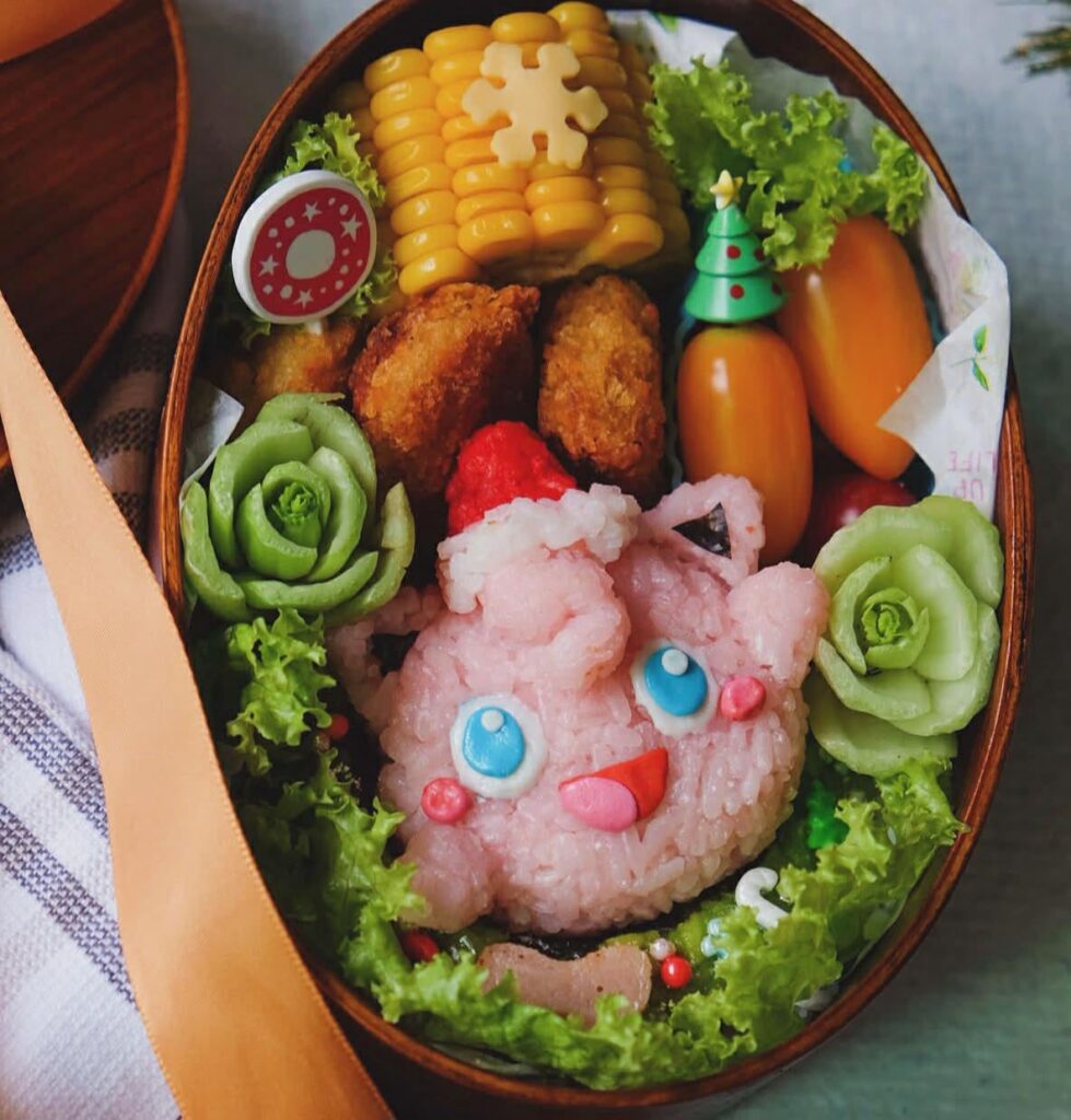 My Santa Jigglypuff bento says Happy Holidays to all