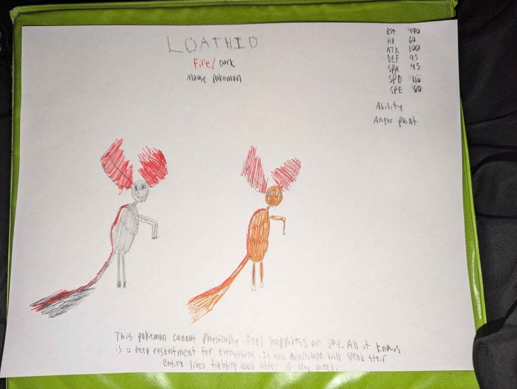 [OC] Loathid - The Hatred Pokemon. A design I went from absolutely despising and nearly scrapping completely, to reworking as one of my best designs and even going beyond for its mega. Not the best artist, but I'm super happy with how it turned out